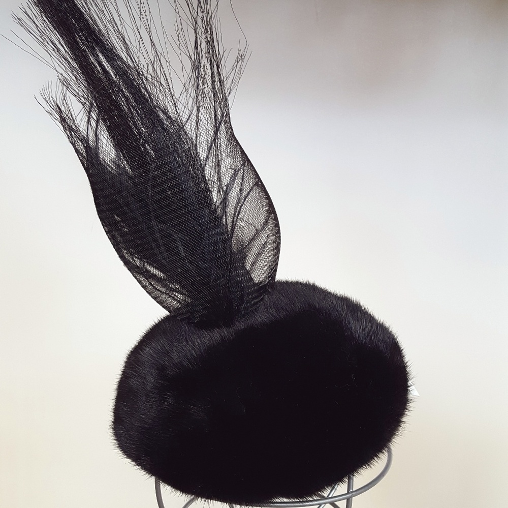 Mink Fur and Horse Hair Fascinator Hat